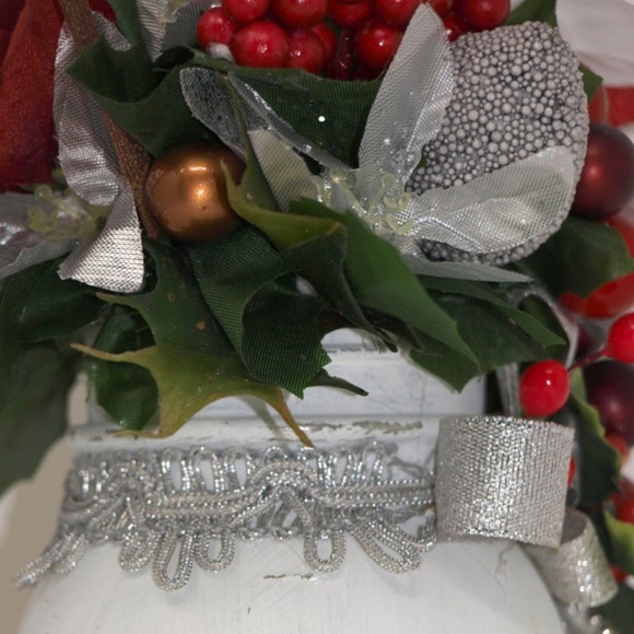 Holiday Ball Mason Jar Floral Arrangement Centerpiece, Poinsettia Flowers - Picture 7 of 10